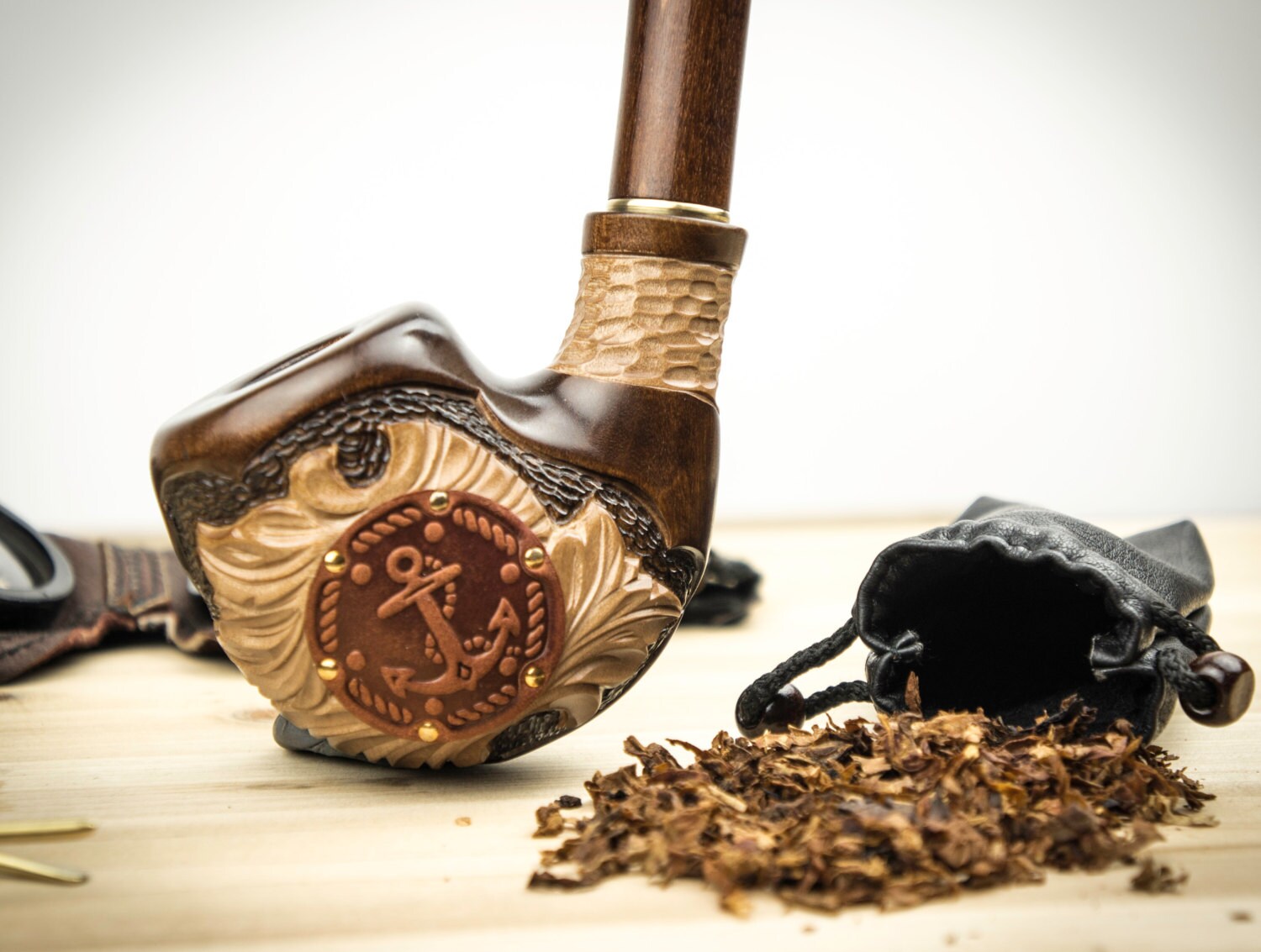 Smoking Pipe anchor. Wood Carved Smoking Pipe. Etsy