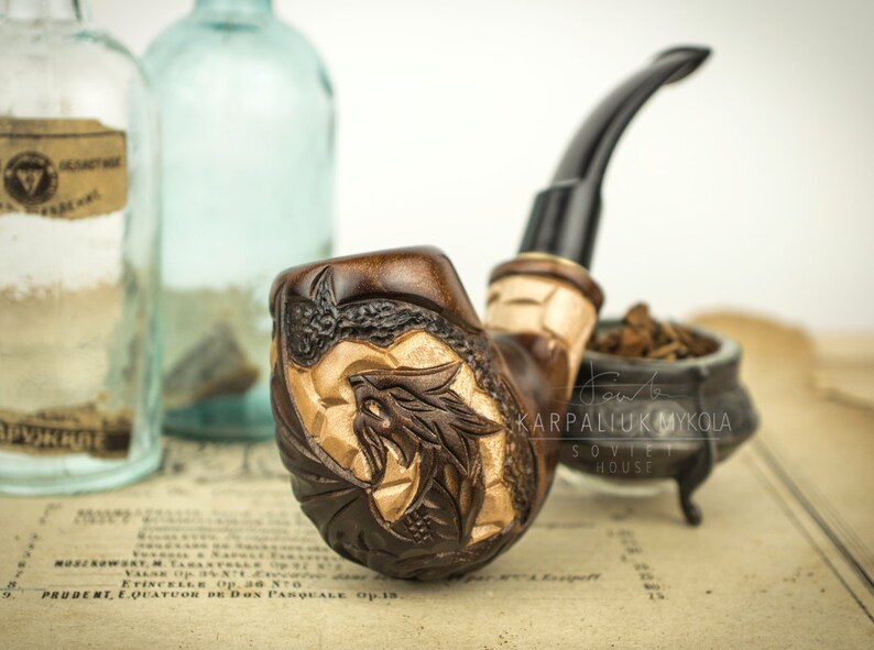 Smoking Pipe Dragon on stones. Wood carved smoking Etsy