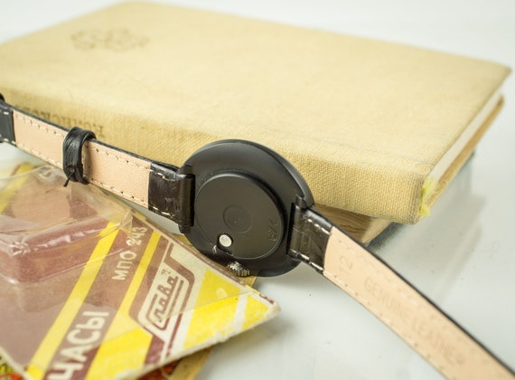 RARE Vintage Soviet Women's watch "SLAVA" (eng. Glory). decorated case, new high quality leather band. red 12 watch View 3