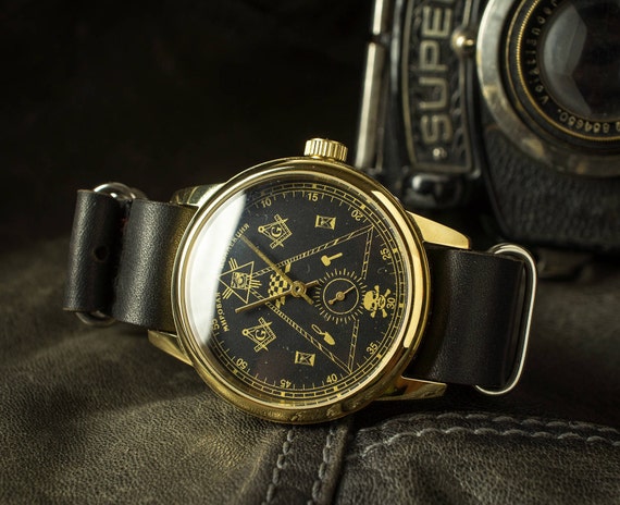 RARE Masonic watch Vintage Soviet men's watch cal… - image 1