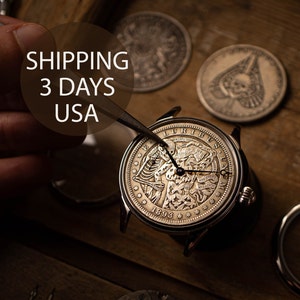 Vintage watch, Steampunk watch, coin watch, custom watch men, mechanical watch, handmade watches, Modern retro watches, Marriage watch