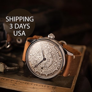 Marriagewatch, vintage watch, Maya calendar watch, Men&#39;s watch, watch with a coin, antique coin watch