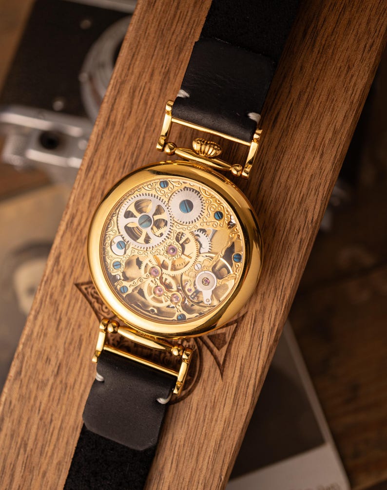 Personalized Mechanical Skeleton Watch – Handmade Dial with Cold Enamel, Crafted for Patriots Who Value Precision image 8