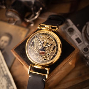 Personalized Mechanical Skeleton Watch – Handmade Dial with Cold Enamel, Crafted for Patriots Who Value Precision image 12