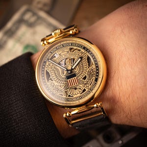 Personalized Mechanical Skeleton Watch – Handmade Dial with Cold Enamel, Crafted for Patriots Who Value Precision image 3