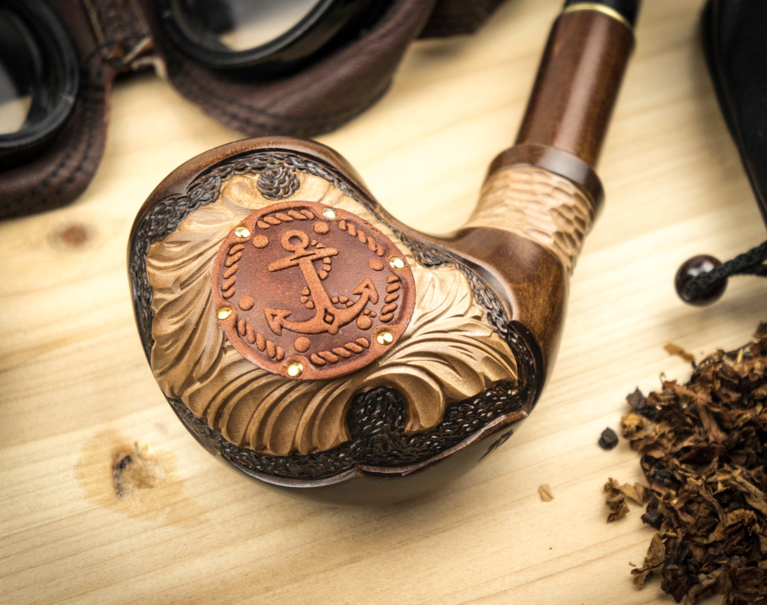 Smoking Pipe anchor. Wood Carved Smoking Pipe. Etsy