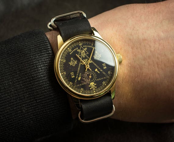 RARE Masonic watch Vintage Soviet men's watch cal… - image 9