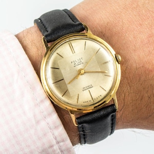 Relógio poljot De Luxe, mostrador dourado, fabricado em URSSm 1 MChZ KIROVA, Ultra Slim, 29 Joias, automático