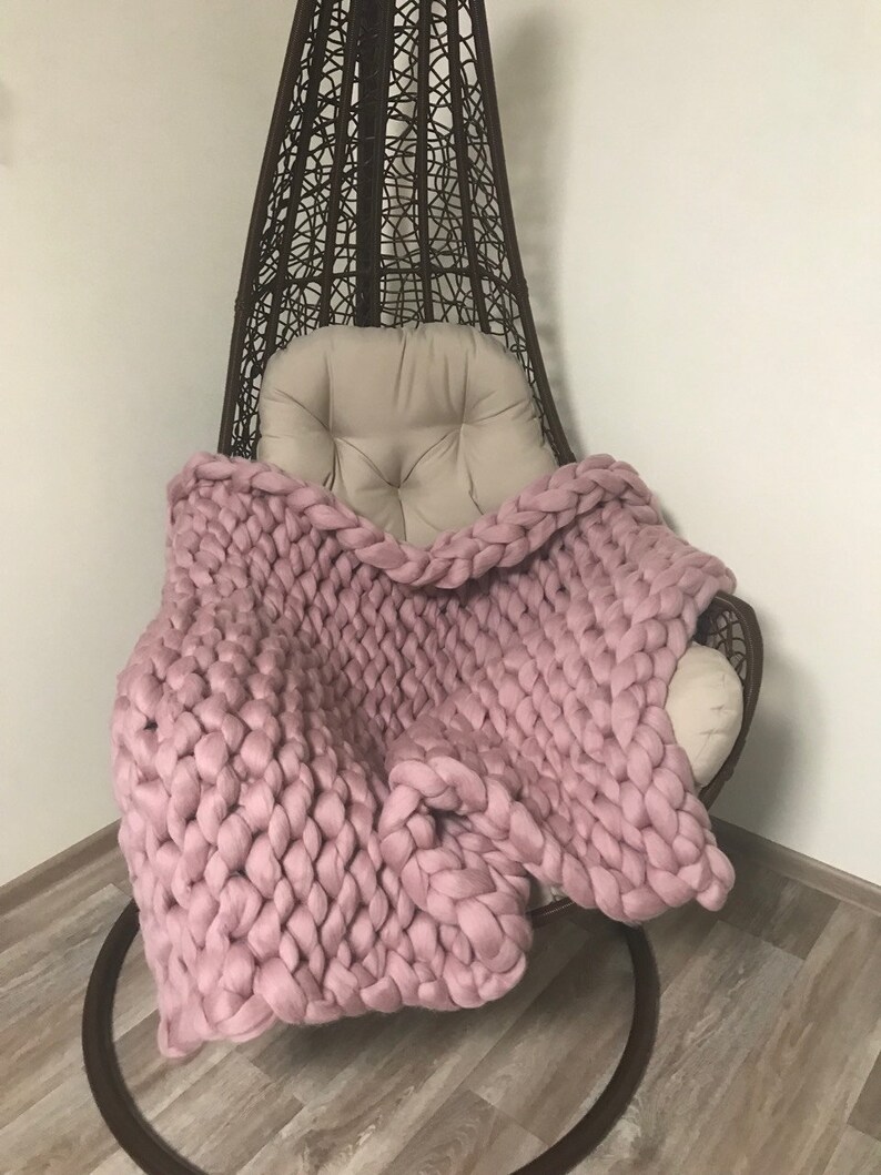 Merino-Wolle-Decke. Chunky stricken Decke. Chunky ...