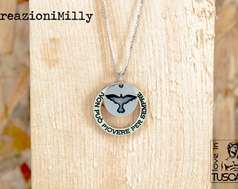 The Crow sterling silver pendant with custom engraving