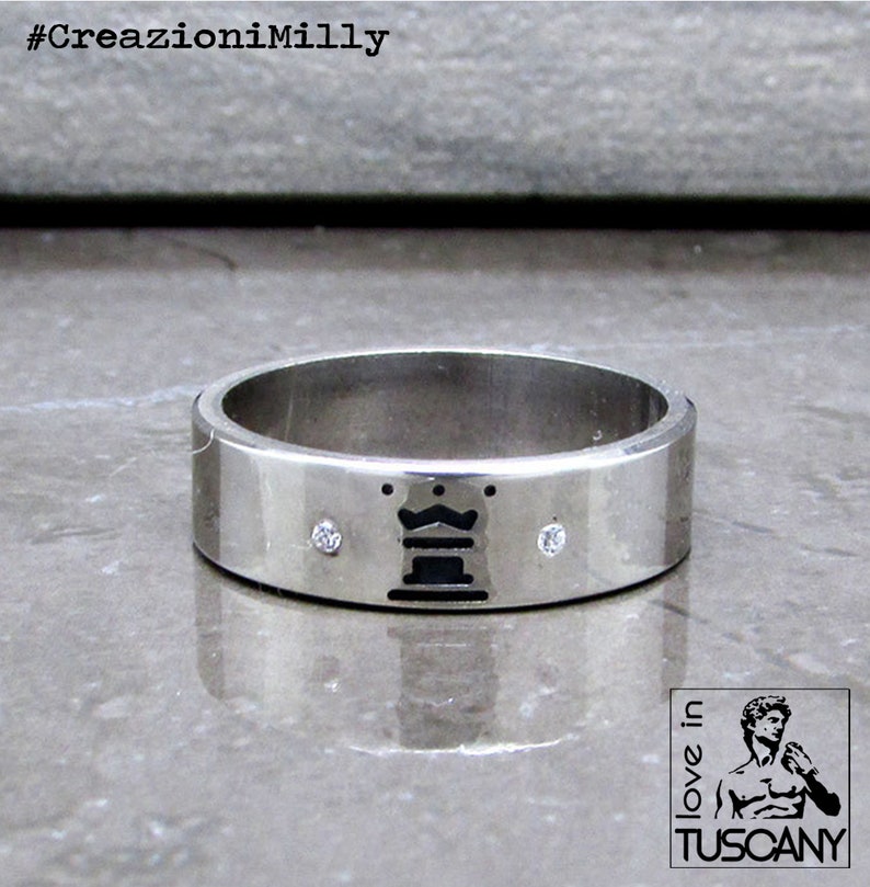 King /& Queen Chess Silver Rings
