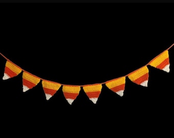 Halloween Bunting - Candy Corn Banner - Hand Knitted Bunting - Candy Corn Halloween Decoration