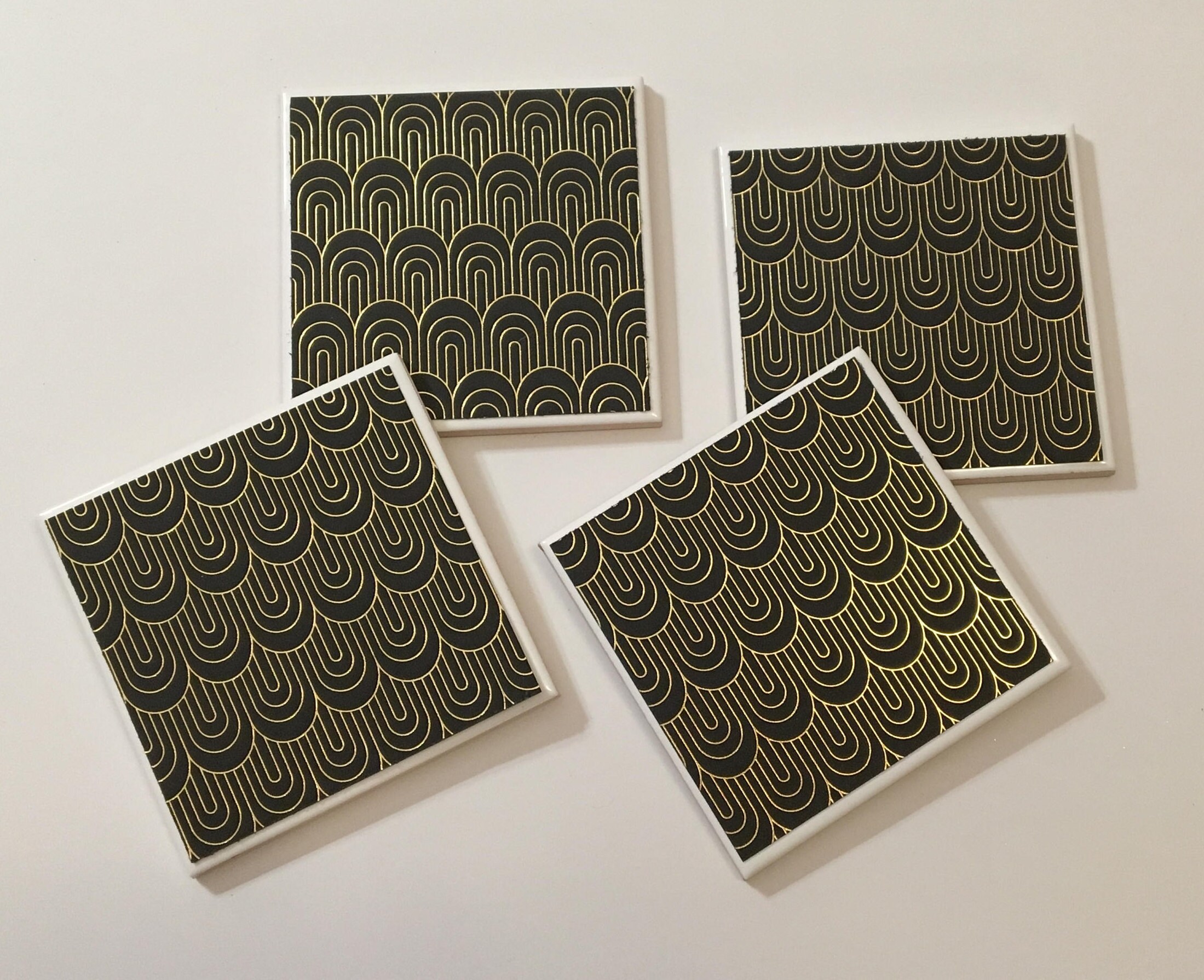 Gold Foil Coasters Gold and Black Coasters Coasters Set Drink Coasters