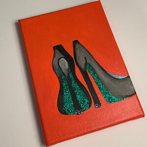 Witch Shoes Canvas Art - Halloween Art Decor- Small Canvas Art - Black Shoes Art bild 5
