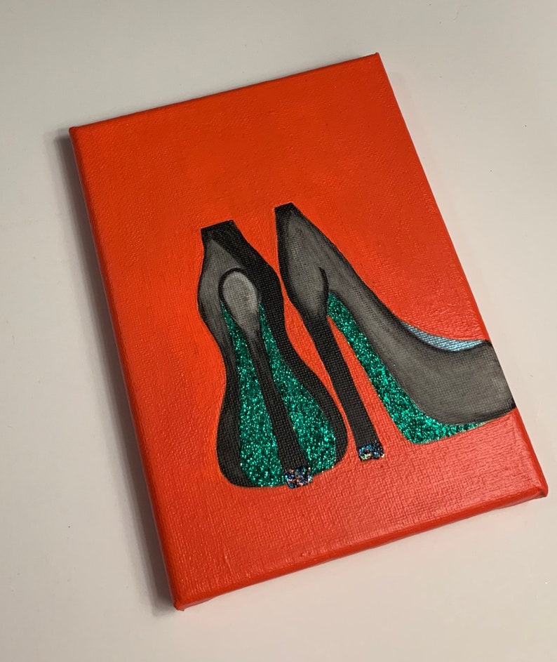 Witch Shoes Canvas Art - Halloween Art Decor- Small Canvas Art - Black Shoes Art bild 5