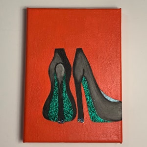 Witch Shoes Canvas Art - Halloween Art Decor- Small Canvas Art - Black Shoes Art bild 6