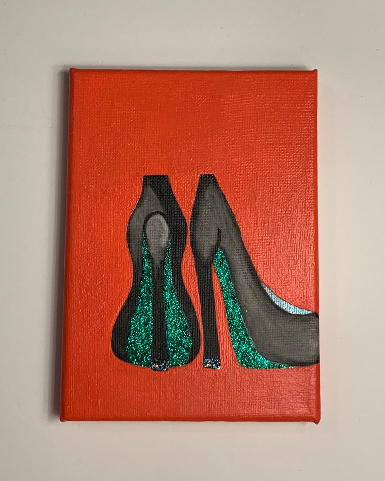 Witch Shoes Canvas Art - Halloween Art Decor- Small Canvas Art - Black Shoes Art bild 6