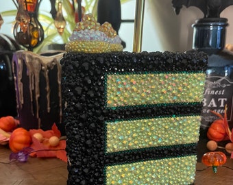 Halloween Cake Slice Tumbler - Spooky Bling Rhinestones Drink Tumbler - Birthday Cup - Halloween Party Cup
