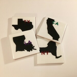 State Coasters - State Silhouette Coasters - Glitter Initial Coasters - Favorite State Coasters - State Rep Coasters image 8