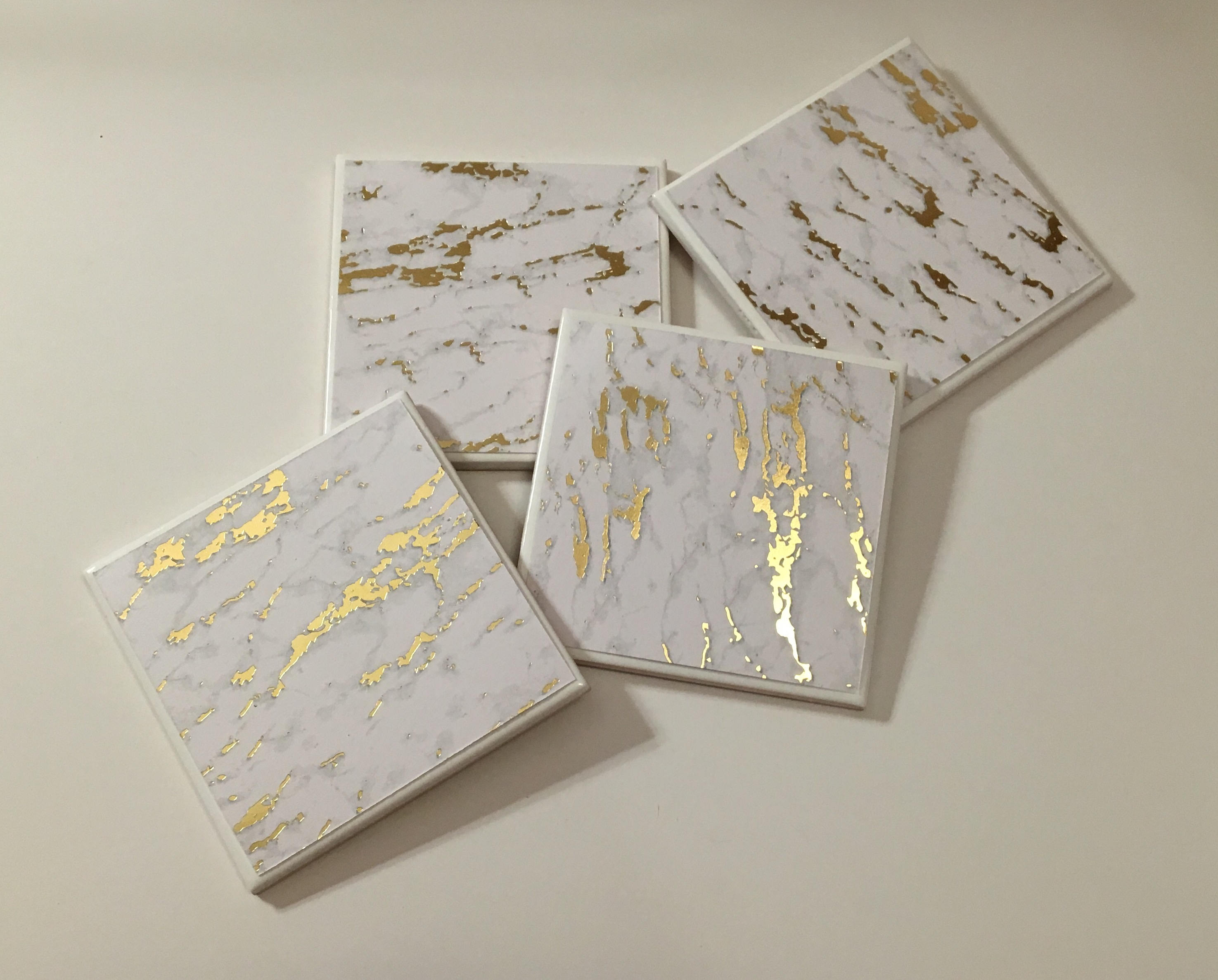 Gold Foil Coasters Faux Marble Decor Faux Marble Coasters Etsy UK