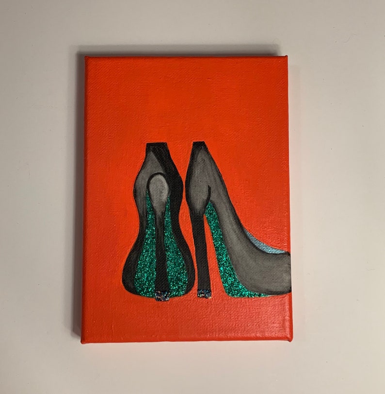 Witch Shoes Canvas Art - Halloween Art Decor- Small Canvas Art - Black Shoes Art bild 4