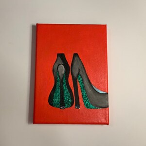 Witch Shoes Canvas Art - Halloween Art Decor- Small Canvas Art - Black Shoes Art bild 2
