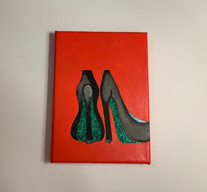 Witch Shoes Canvas Art - Halloween Art Decor- Small Canvas Art - Black Shoes Art bild 2