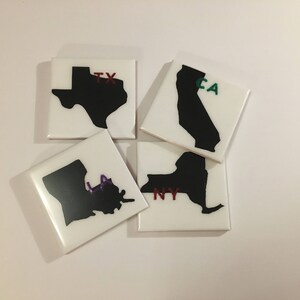 State Coasters - State Silhouette Coasters - Glitter Initial Coasters - Favorite State Coasters - State Rep Coasters image 7