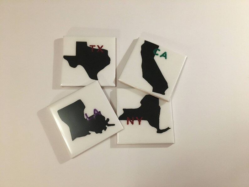 State Coasters - State Silhouette Coasters - Glitter Initial Coasters - Favorite State Coasters - State Rep Coasters image 7