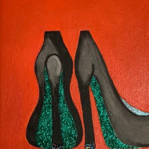 Witch Shoes Canvas Art - Halloween Art Decor- Small Canvas Art - Black Shoes Art bild 7