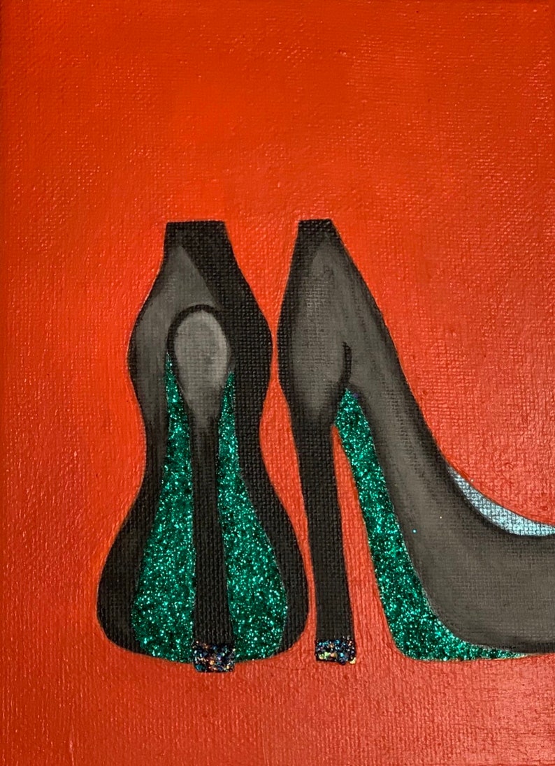 Witch Shoes Canvas Art - Halloween Art Decor- Small Canvas Art - Black Shoes Art bild 7