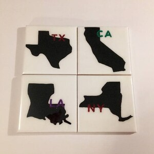 State Coasters - State Silhouette Coasters - Glitter Initial Coasters - Favorite State Coasters - State Rep Coasters image 9