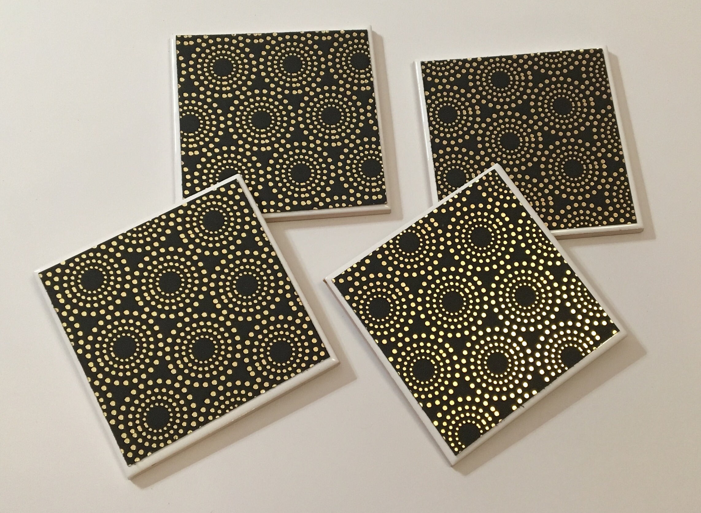 Gold Foil Coasters Gold and Black Coasters Coasters Set Drink Coasters