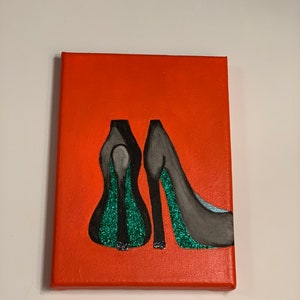 Witch Shoes Canvas Art - Halloween Art Decor- Small Canvas Art - Black Shoes Art bild 3