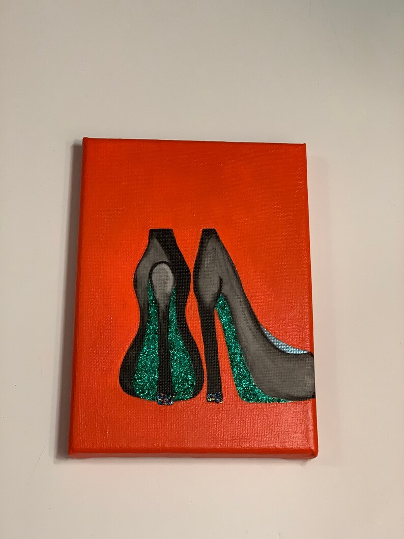 Witch Shoes Canvas Art - Halloween Art Decor- Small Canvas Art - Black Shoes Art bild 3