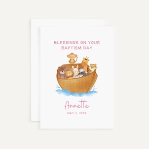 Personalized Baptism Card, Girl’s Baptism Card, Pink Baptism Card, Personalized Baptism Card, Happy Baptism Day Gift, Card For Baptism Day