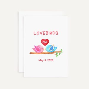 Personalized Anniversary Card, Custom Anniversary Date Card, Lovebirds Anniversary Card, Card With Lovebirds, Anniversary Gift, Vintage Card