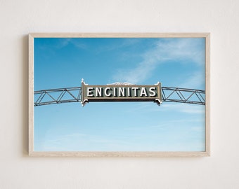 Encinitas Sign Photography, Gallery-Quality Encinitas Print, Pacific Coast Highway Photography, Unframed Wall Art, Made To Order