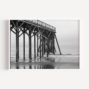 Ocean Pier Wall Art, Ocean Pier Print, Gallery-Quality Nautical Decor, Nautical Print, Ocean Decor, Beach House Decor, Black And White Art