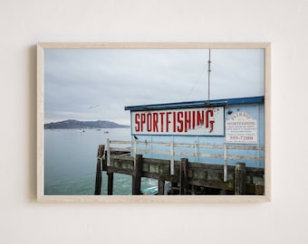 Fishing Dock Photography, Gallery-Quality Fishing Print, Ocean Landscape Photography, Unframed Wall Art, Made To Order