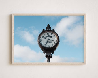 Street Clock Photography, Gallery-Quality Street Clock Print, Vintage Clock Photography, Unframed Wall Art, Made To Order