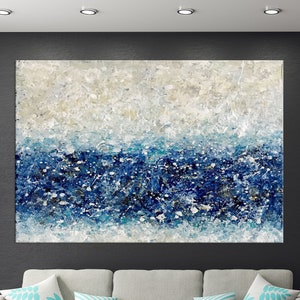 Blue Abstract Painting on Canvas Large Abstract Modern Art Oversize Art ...