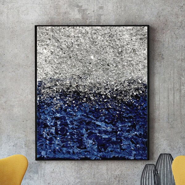 Blue and Silver Wall Art Etsy