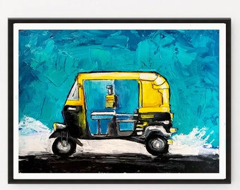 Auto Rickshaw art, Indian art print, Abstract Indian art, Indian Poster, Modern India print, Printable art, Contemporary art, Indian decor