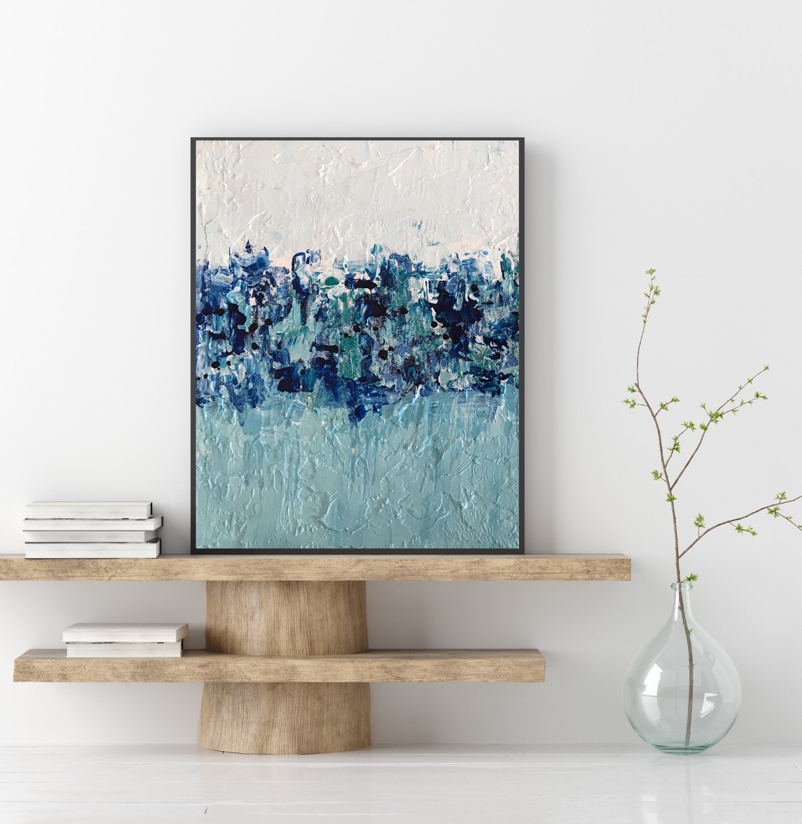 Teal Blue Art Original Abstract Art Modern Abstract Canvas Etsy
