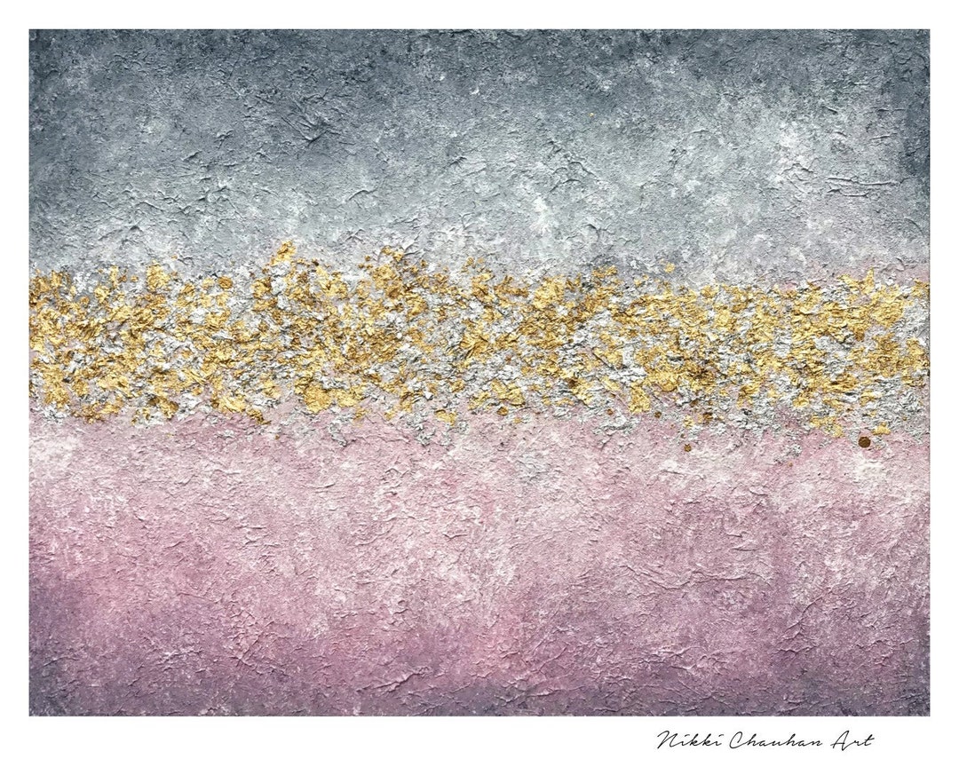 Blush Pink Painting on Canvas, Pink Gold Art, Unique Canvas Art