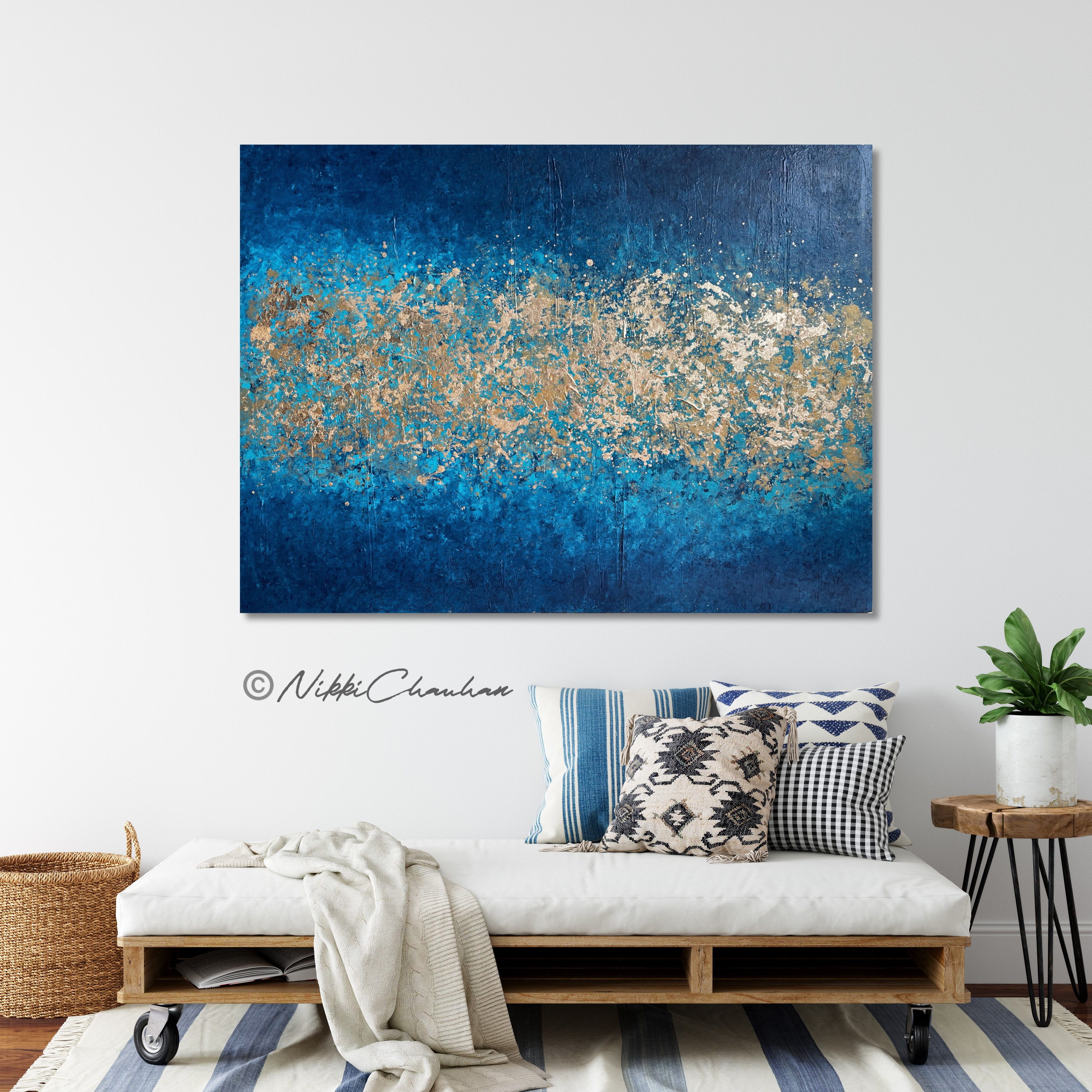 Blue Gold Abstract Art Gold Leaf Painting Original Abstract - Etsy Canada