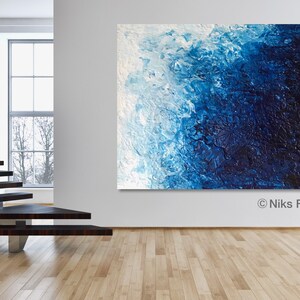 Textured Blue Abstract Large Navy Blue Canvas Painting - Etsy