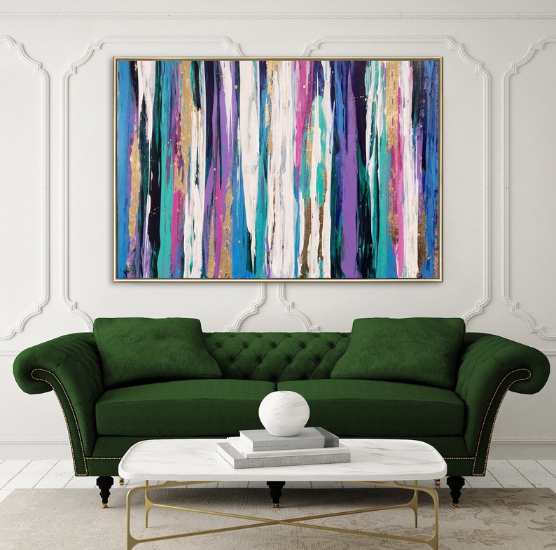 Blue Purple Wall Art Large Purple Painting Oversize Art Etsy