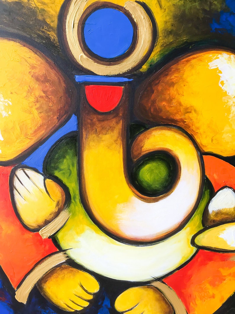 Ganesha Wall Art Indian Decor Modern Indian Art Abstract Etsy